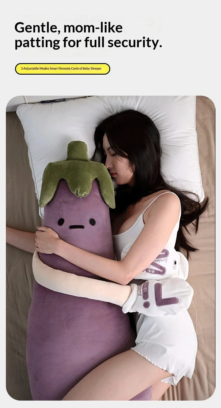 DSaveU8 Eggplant Hugging Pillow Large - Heated Bed Plush with 3 Adjustable Temperature Settings, Comforting Sleep Aid for Kids & Adults