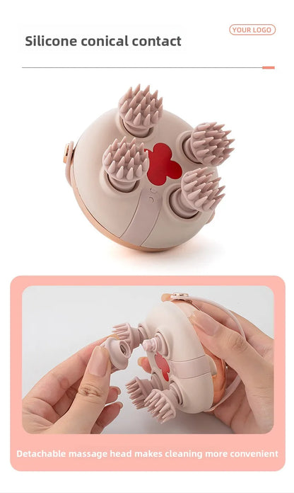 Rechargeable Electric Scalp Massager, Waterproof Handheld Head Massage Tool for Stress Relief & Relaxation, Soft Silicone