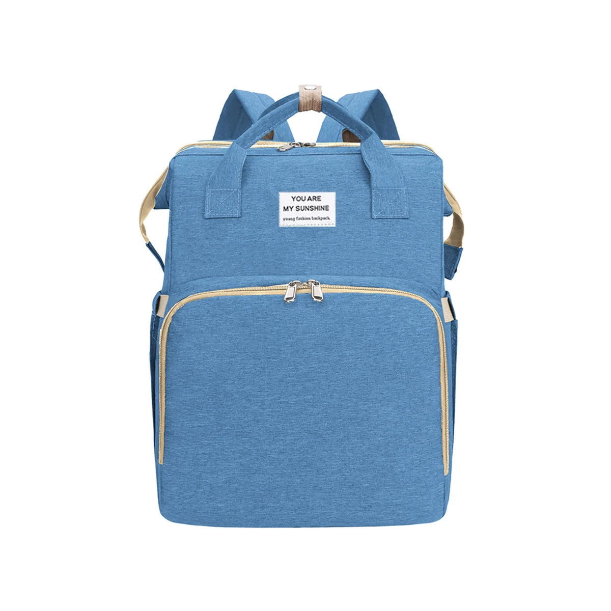 A foldable diaper bag with an insulated changing table pocket and ample storage. Mom's backpack