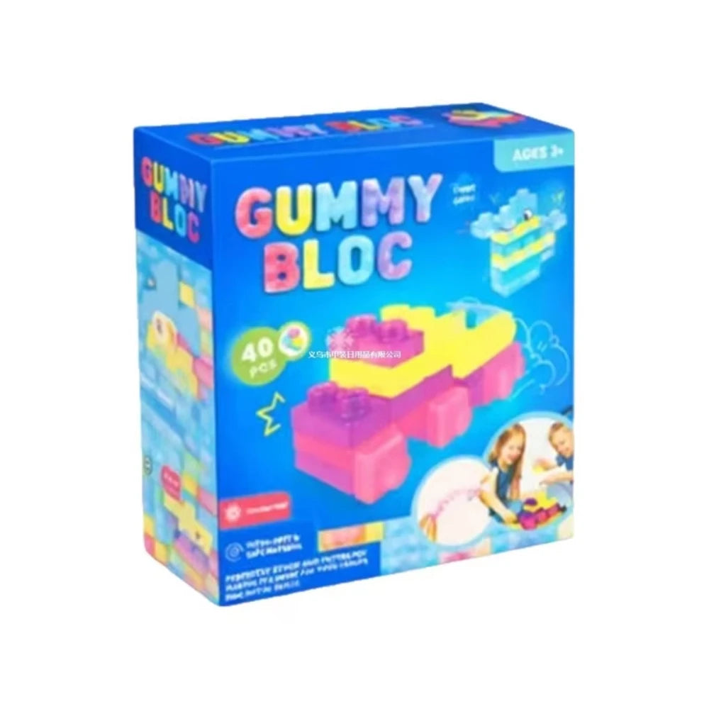 Transparent Crystal Soft Gummy Building Blocks - Squishy Stretchy Creative Tabletop Game & Sensory Stress Relief Fidget Toy for Parties