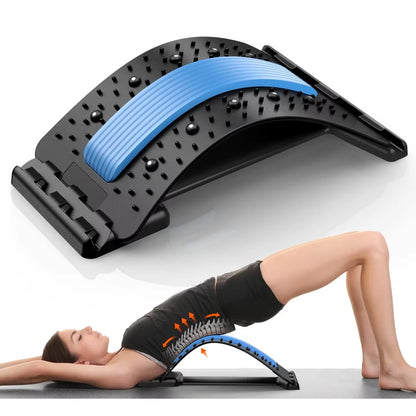 Multi-Level Back Stretcher and Lumbar Support Device - Spine Relaxation Massage Pad for Muscle Tension Relief, Unisex