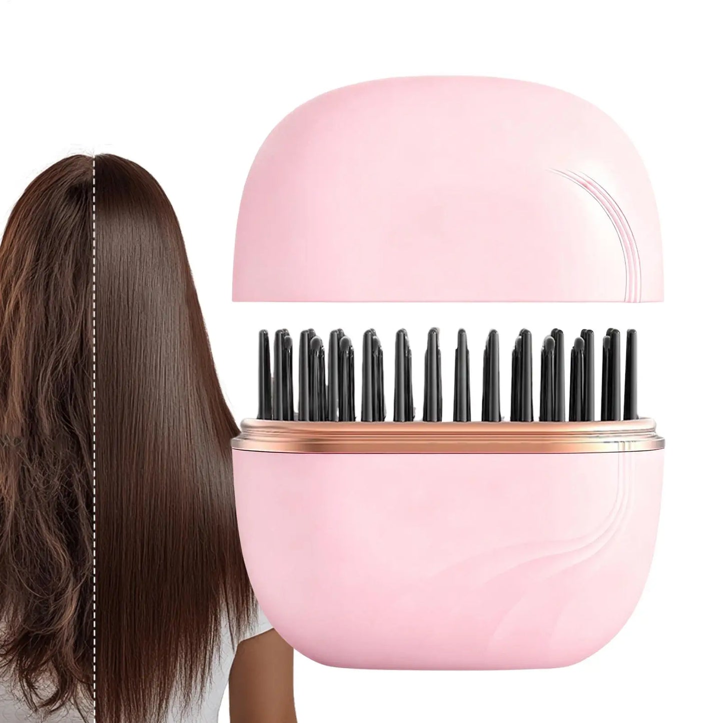 DSaveU8 Portable Mini Hair Straightener - Cordless Rechargeable Hair Straightening Brush Comb for Wet & Dry Use, 3 Temperature Settings