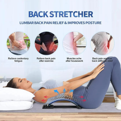 Multi-Level Back Stretcher and Lumbar Support Device - Spine Relaxation Massage Pad for Muscle Tension Relief, Unisex