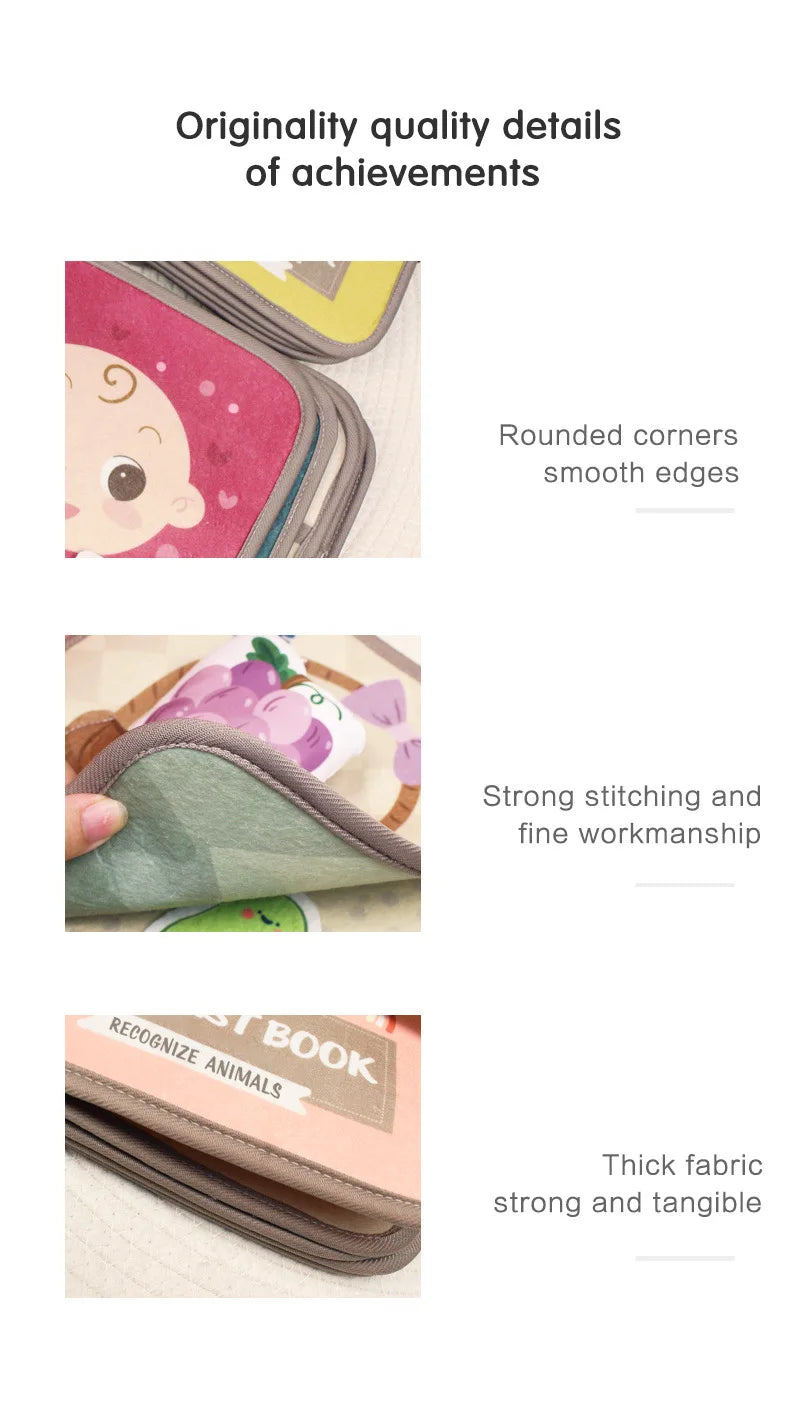 DSaveU8 Montessori Busy Book for Toddlers - 3D Fabric Cloth Early Education Book with Repeated Paste Puzzles, Sensory Learning Toys (Age 3-6)